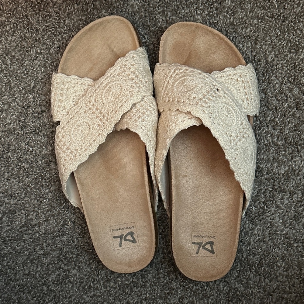 Lace Slide On Sandals